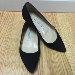 Manolo Blahnik BB Flat Black Suede